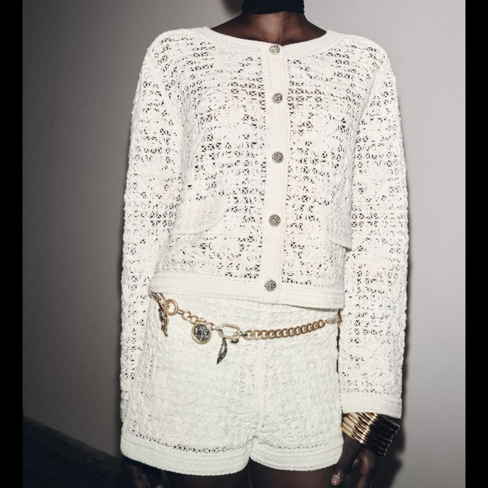 Zara Crotchet Button Jacket & Shorts